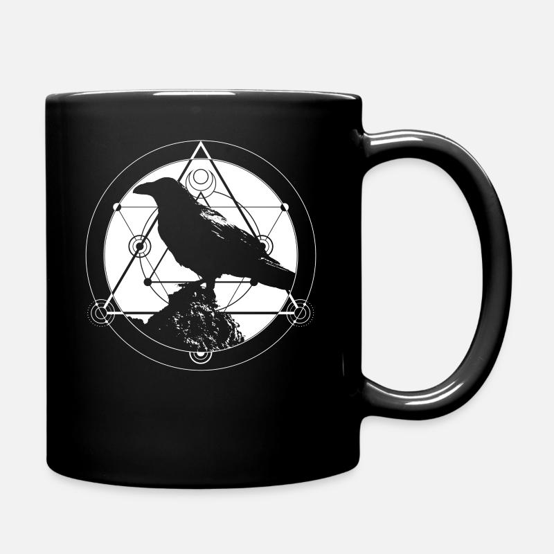 Dark Raven Silhouette Gift design for Crow Raven - Full Colour Mug - black