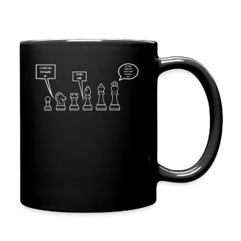 Lustige Schachfiguren - Tasse einfarbig - Schwarz - Rechts