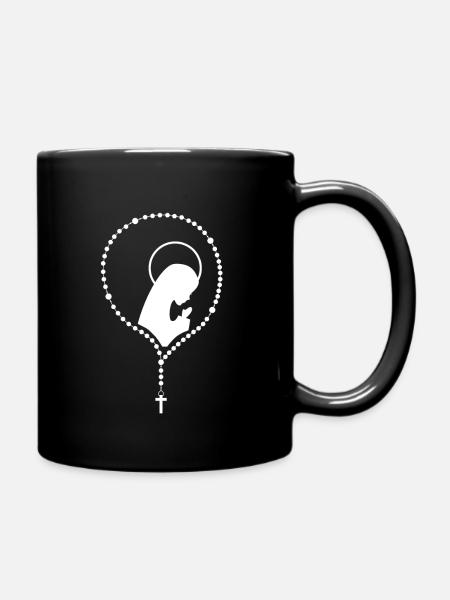 Motif d'église catholique avec nonne et chapelet - Mug uni - noir