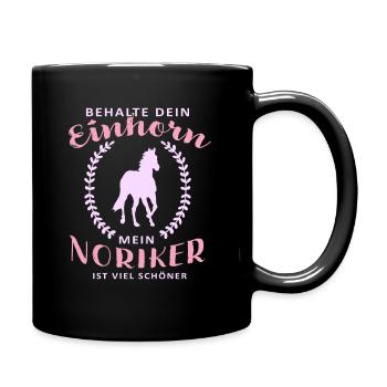 Noriker Pferd Reiten Pfederspruch Einhorn - Tasse einfarbig - Schwarz - Rechts