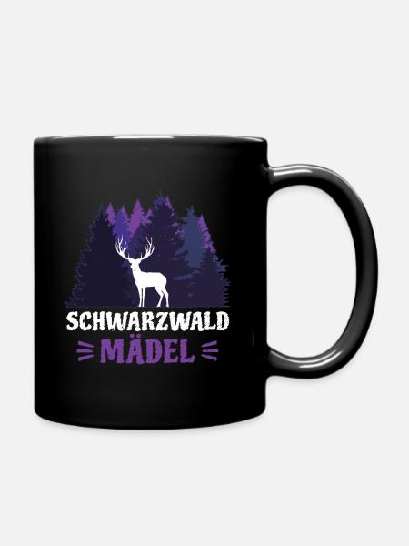 Schwarzwald Urlaub Schwarzwaldmädel Bollenhut - Tasse einfarbig - Schwarz