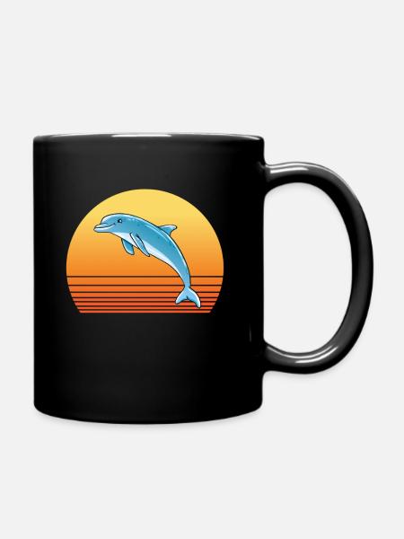 Delphin Sonne - Tasse einfarbig - Schwarz