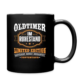 Oldtimer im Ruhestand Rentner Geschenk - Tasse einfarbig - Schwarz - Rechts