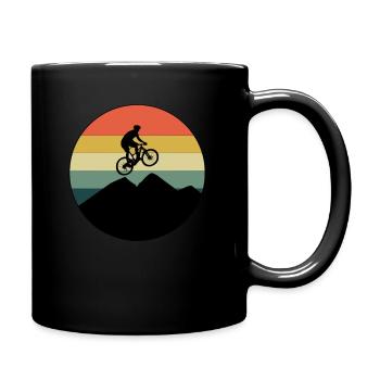 Mountainbike Berge Geschenk Cooles Fahrrad Motiv - Tasse einfarbig - Schwarz - Rechts