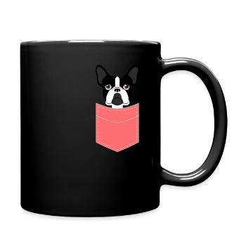 Pocket Boston Terrier Hund - Tasse einfarbig - Schwarz - Rechts