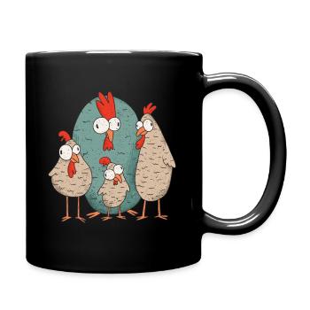 Famille de poulet fou - Mug uni - noir - Droite