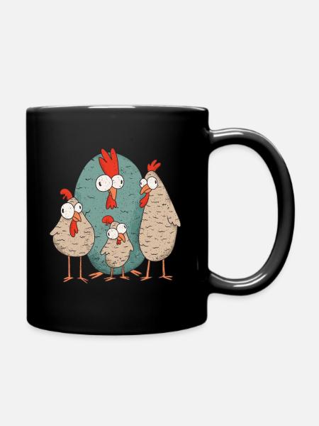 Verrückte Hühner-Familie - Tasse einfarbig - Schwarz
