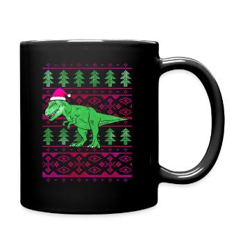 Lustiger Santa T-Rex - Tasse einfarbig - Schwarz - Rechts