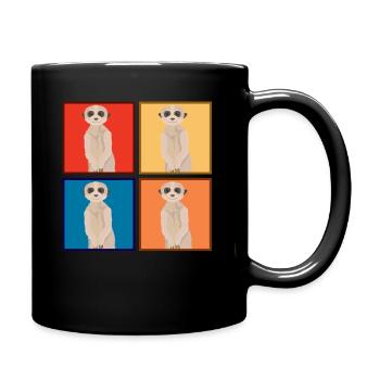 Erdmännchen Tiere Tier - Tasse einfarbig - Schwarz - Rechts