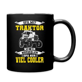 Opa Mit Traktor Landwirt Bauer Geschenk - Tasse einfarbig - Schwarz - Rechts