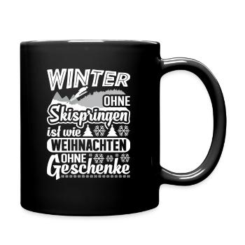 Skispringer Skispringen Skisprungschanze Sprungski - Tasse einfarbig - Schwarz - Rechts