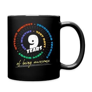 9 Jahre Geburtstag - Geschenk zum 9. Geburtstag - Tasse einfarbig - Schwarz - Rechts