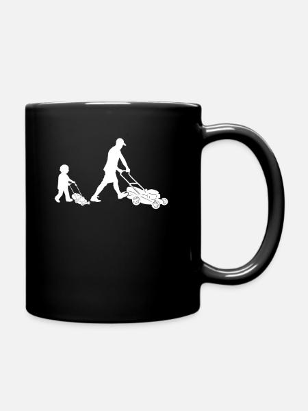 Lawnmower Mowing the Lawn Mowing Father Son Gift - Full Colour Mug - black