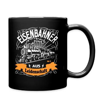 Eisenbahner aus Leidenschaft Eisenbahn Geschenk - Tasse einfarbig - Schwarz - Rechts