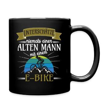 Alter Mann E-Bike Retro Vintage - Tasse einfarbig - Schwarz - Rechts