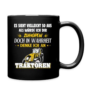Traktor Bauer Landwirt Spruch Geschenk - Tasse einfarbig - Schwarz - Rechts