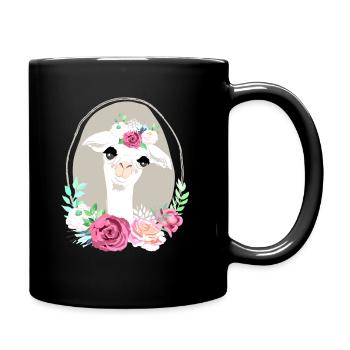 Lama flower Power Geschenkidee Geburtstag - Tasse einfarbig - Schwarz - Rechts