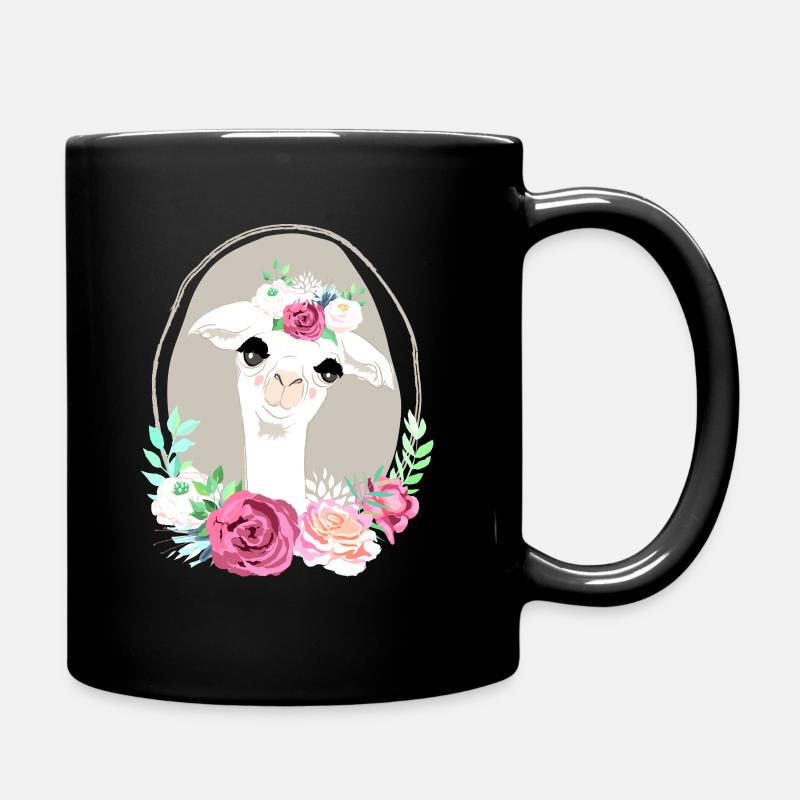 Lama flower Power Geschenkidee Geburtstag - Tasse einfarbig - Schwarz