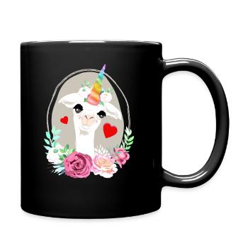 Lamacorn llama unicorn gift idea birthday - Full Colour Mug - black - Right
