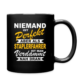 Staplerfahrer Gabelstapler Stapler Lagerist - Tasse einfarbig - Schwarz - Rechts