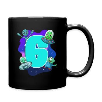 6e anniversaire de l'enfant - extraterrestre et ovni - Mug uni - noir - Droite
