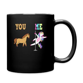 Lustiges Einhorn Pole Dance Party Tanzen - Tasse einfarbig - Schwarz - Rechts