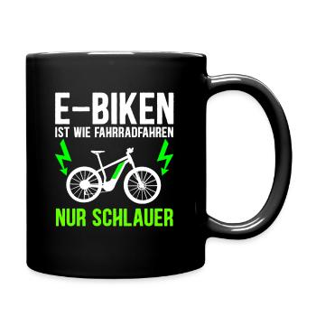 E-Bike Electro Fahrrad I Lustiges Pedelec E-Rad - Tasse einfarbig - Schwarz - Rechts