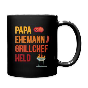 Papa Ehemann Grillchef Held - Grill Party Barbecue - Tasse einfarbig - Schwarz - Rechts