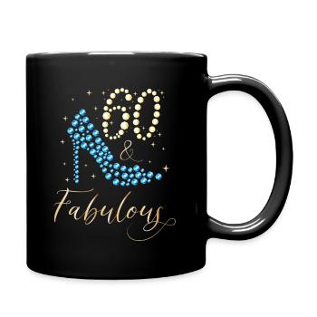 60 Fabulous since September 1960 60th birthday F - Full Colour Mug - black - Right