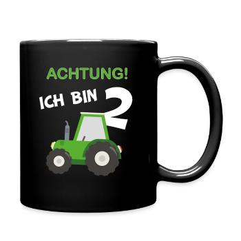 Kinder 2 Geburtstag Traktor Bauernhof 2 Jahre - Tasse einfarbig - Schwarz - Rechts