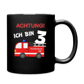Kinder 3 Geburtstag Feuerwehr 3 Jahre Junge - Tasse einfarbig - Schwarz - Rechts
