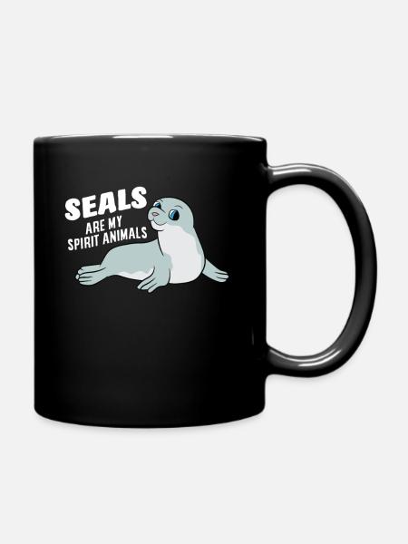 Robben sind mein Lieblingstiere Süße Robbe - Tasse einfarbig - Schwarz