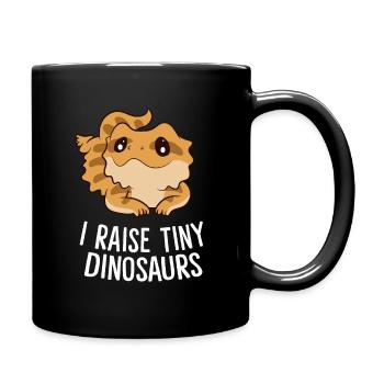 Ich erziehe winzige Dinosaurier Echse Gecko Reptil - Tasse einfarbig - Schwarz - Rechts