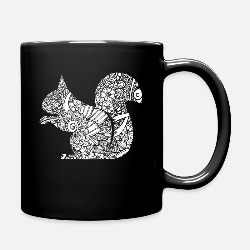 Squirrel Squirrel Floral Pattern - Full Colour Mug - black