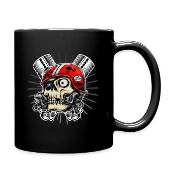 Skull skull motorcycle moped moped motor scooter - Full Colour Mug - black - Right