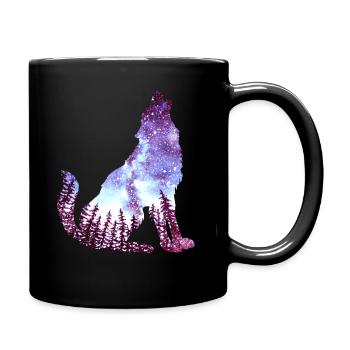 Wolf - Tasse einfarbig - Schwarz - Rechts