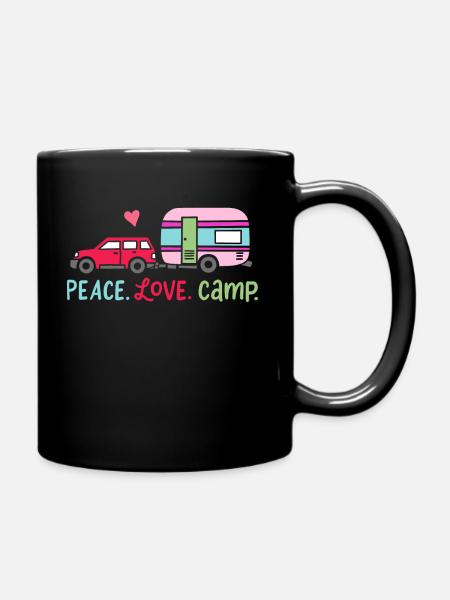 Zelten Campen Camper - Tasse einfarbig - Schwarz