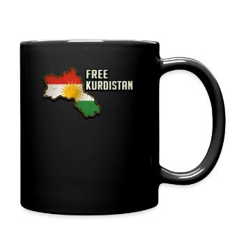 Free Kudistan, Kurdish Flag, Kurdistan Map - Full Colour Mug - black - Right