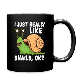 I Just Really Like Snails, Ok Funny Snail Lover - Full Colour Mug - black - Right
