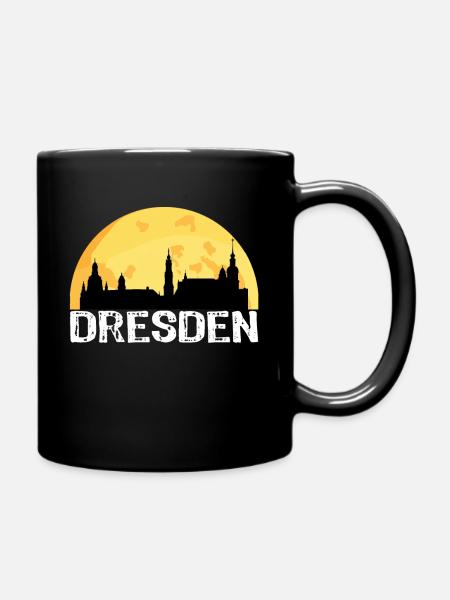 Dresden Retro Vintage im Mond - Tasse einfarbig - Schwarz