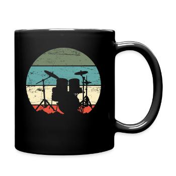 Schlagzeug Schlagzeuger - Tasse einfarbig - Schwarz - Rechts