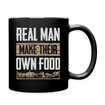 Real men make their own food Farmer Chicken - Full Colour Mug - black - Right