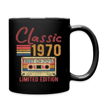 Best of 70's Jahrgang 1970 Geburtstag Geschenk - Tasse einfarbig - Schwarz - Rechts