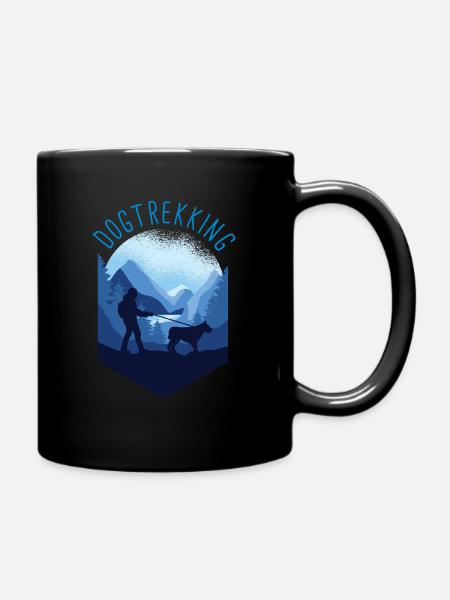Dogtrekking Wandern mit Hund Canicross Geschenk - Tasse einfarbig - Schwarz