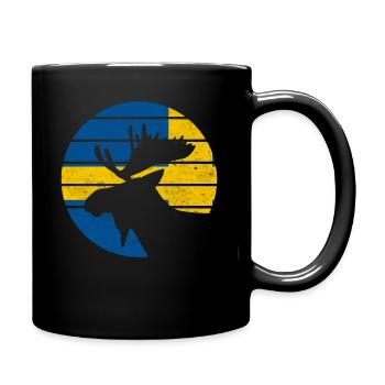 Elch Schweden Flagge,Vintage Skandinavien Geschenk - Tasse einfarbig - Schwarz - Rechts
