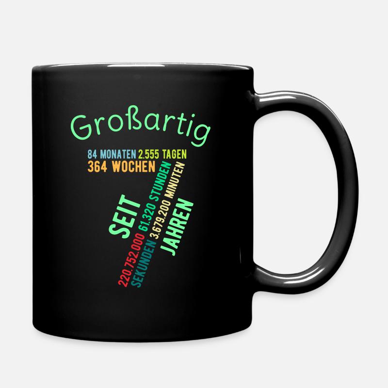 7. Geburtstag 7 Jahre Jungen Mädchen Geschenk - Tasse einfarbig - Schwarz