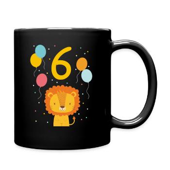 6th birthday birthday shirt lion sixth geb - Full Colour Mug - black - Right