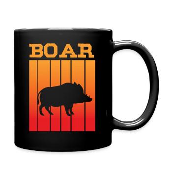 Wild boar shadow play in the sunset - Full Colour Mug - black - Right