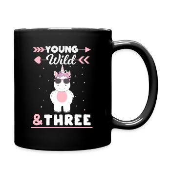 3. Geburtstag 3 Jahre Einhorn - Tasse einfarbig - Schwarz - Rechts
