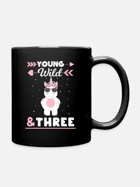 3. Geburtstag 3 Jahre Einhorn - Tasse einfarbig - Schwarz